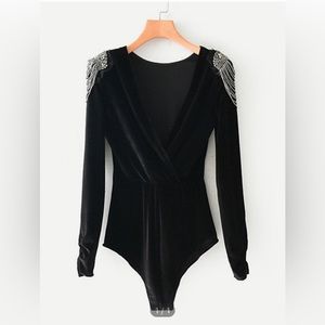 Never worn brand new Velvet bodysuit with shoulder embellishment
